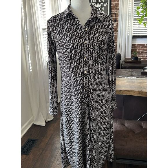 Talbots Dresses & Skirts - Talbots Petite Long Sleeve Shirt Dress Petite S Brown Horsebit‎ Print MSRP $129